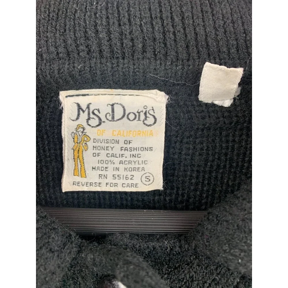 Women’s Vintage Ms. Doris Black Cardigan Sweater With Pockets Size S